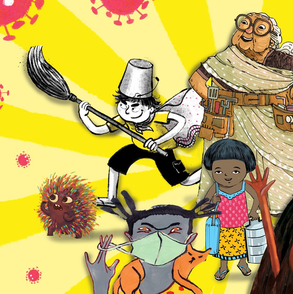 Cover of नवो कोरोना विशाणू आनी कोव्हिड 19, a Goan Konkani picture book