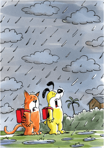 Illustration for Cat &amp; Dog and the Rain