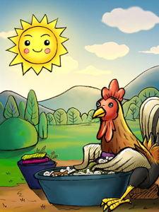 Illustration for The Rooster and the Sun