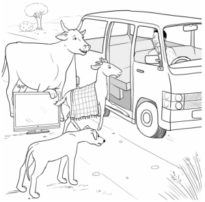 Goat, Dog, Cow, and TV