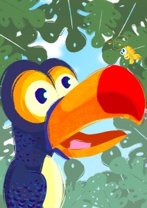 تتلی اور لمبی چونچ والا پرندہ