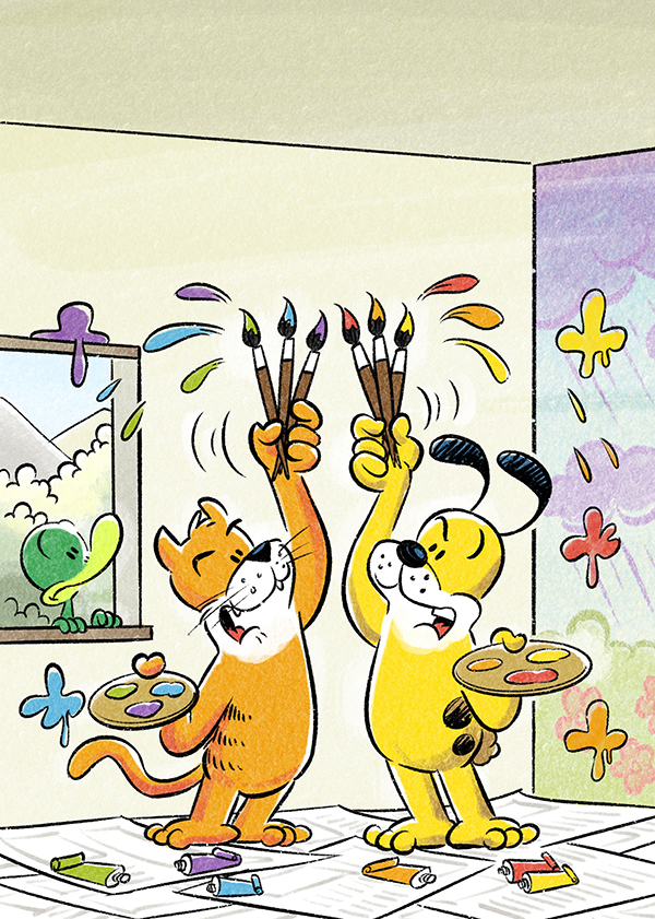 Kucing dan Anjing Melukis Pelangi cover