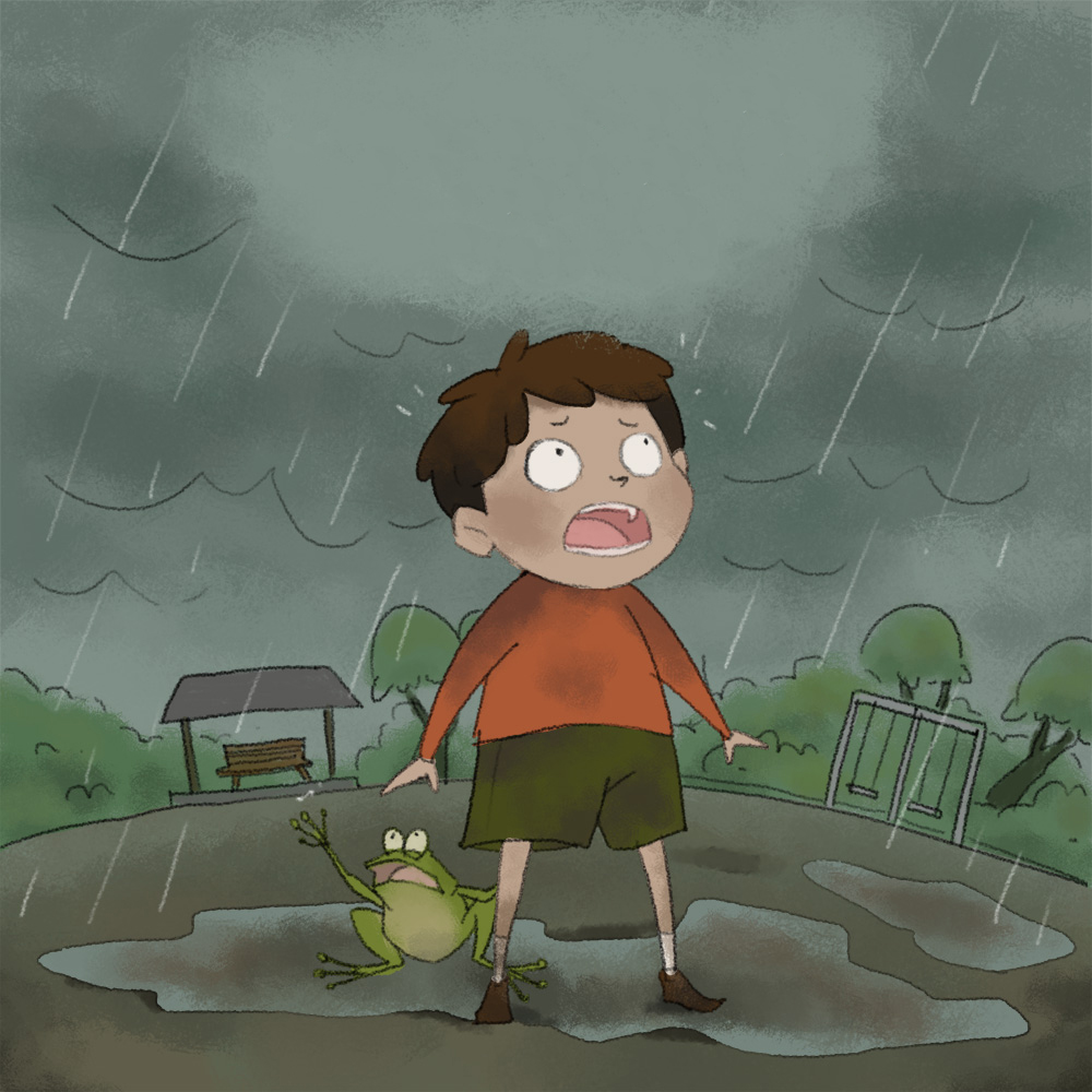 Cover of Saat Hujan Turun, a Indonesian picture book