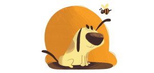Illustration for Anjing Kecil Mencari Suara yang Berisik